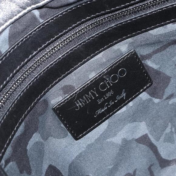 Jimmy Choo Studs Clutch Bag Leather Silver Auth 160738 - Picture 10 of 16